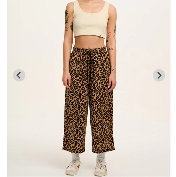 Lucy & Yak Chuck Leopard Print Pull-on Wide Leg Crop Pant Size Small 100% Cotton - Picture 12 of 14